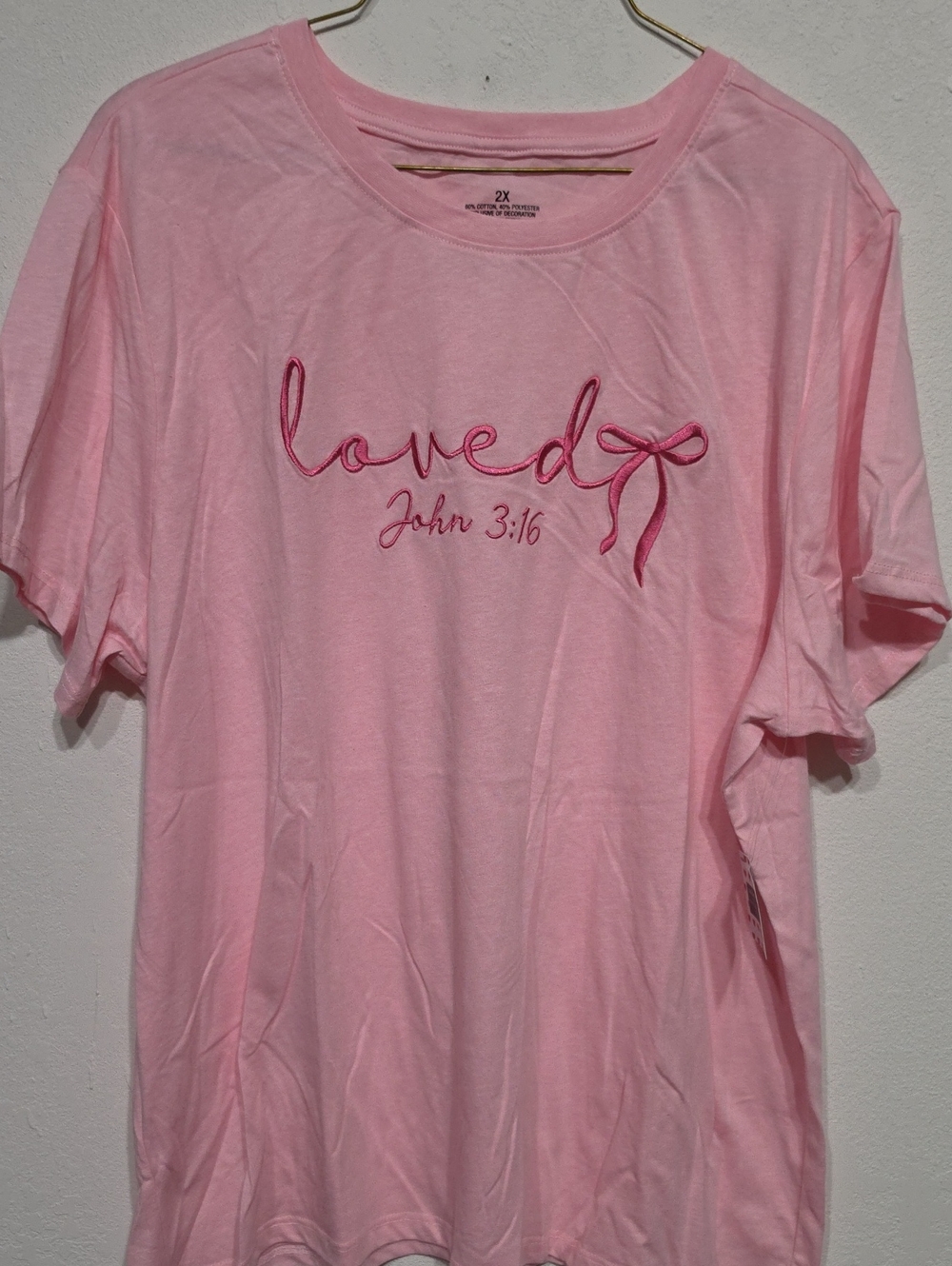 Hobby Lobby Pink 'Loved John 3:16' Short Sleeve Tee